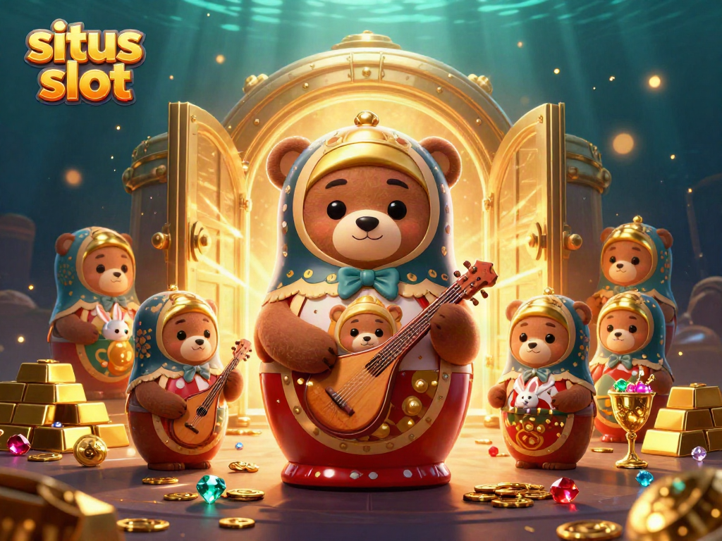 Experience gaming excitement with situs slot, featuring playful characters and dazzling casino treasures.